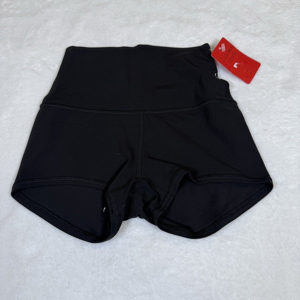 Lululemon Womens Size 2 Black Short Shorts Wide Waistband Yoga Workout Gym